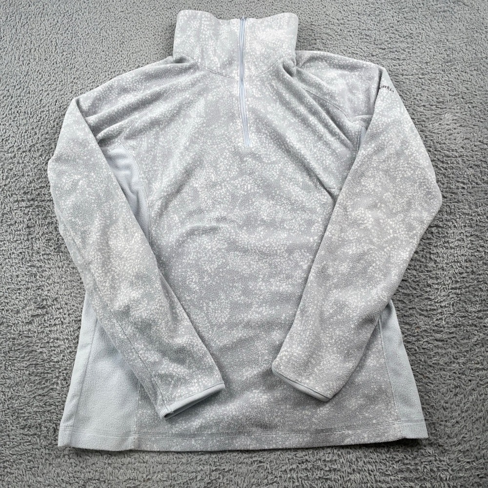 Columbia Fleece Sweater Womens Large Gray Arctic Air 1/4 Zip Pullover XK1447
